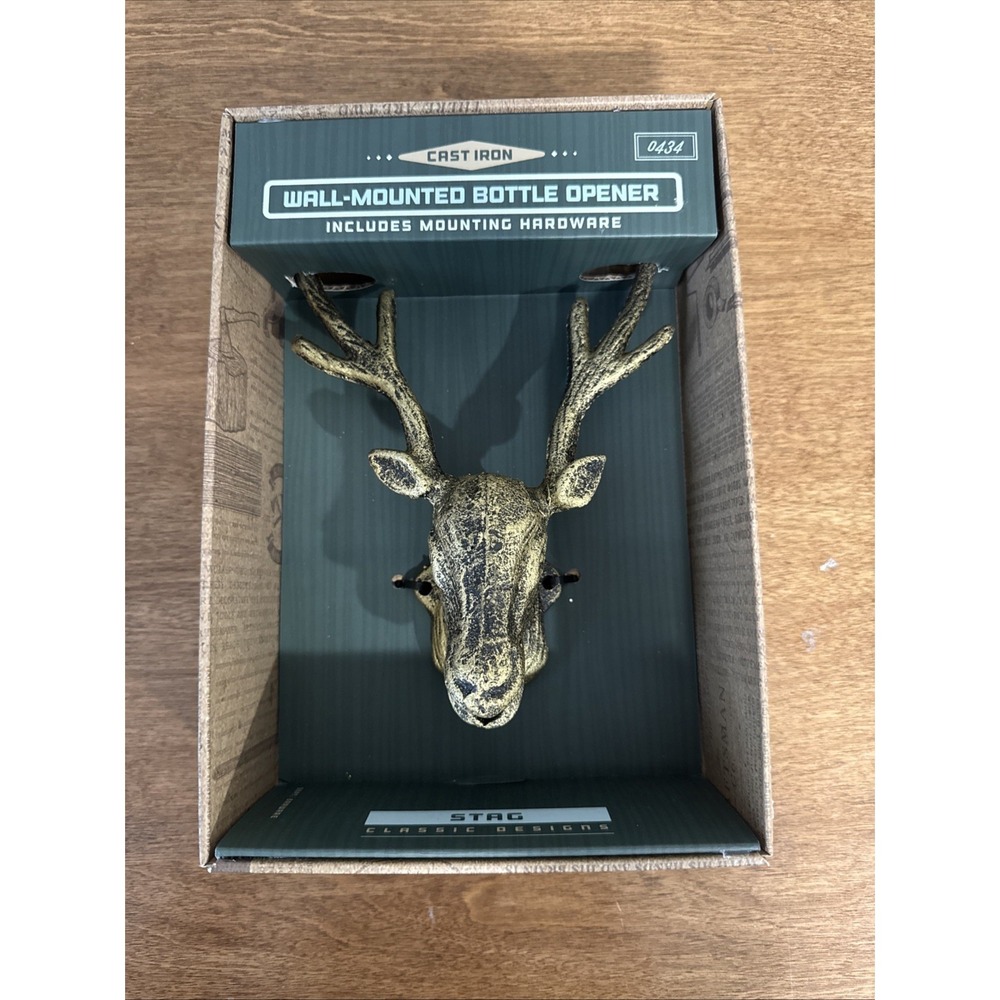 The Kraftsman Co. Cast Iron Deer Srag Wall Mounted Bottle Opener Bar Pub Hunter